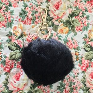Black Pom Pom Keychain Purse Charm